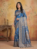 Sky Blue Silk Blend Brocade Saree | EZB SI04 SRADY 3001