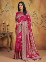 Magenta Silk Blend Brocade Saree | EZB SI04 SRADY 3002