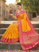 Yellow Paithani Soft Silk Brocade Saree | EZB SI04 SRDIV1002