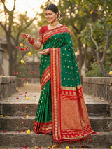 Green Paithani Soft Silk Brocade Saree | EZB SI04 SRDIV1006