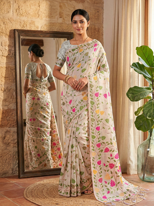 yellow-linen-cotton-saree