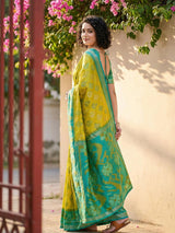 Mustard Pochampalli Silk Brocade Saree | EZB SI04 SRPOC 1004