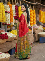 Red Pochampalli Silk Brocade Saree | EZB SI04 SRPOC2004