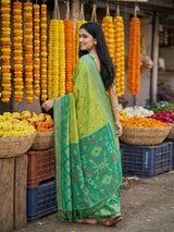Light Green Pochampalli Silk Brocade Saree | EZB SI04 SRPOC2005