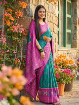 Sky Blue Pochampalli Silk Brocade Saree | EZB SI04 SRPOC 4001