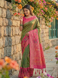 Mehnadi Pochampalli Silk Saree with Blouse Piece
