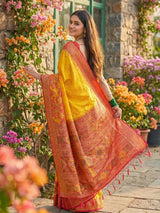 Yellow Pochampalli Silk Brocade Saree | EZB SI04 SRPOC 4008