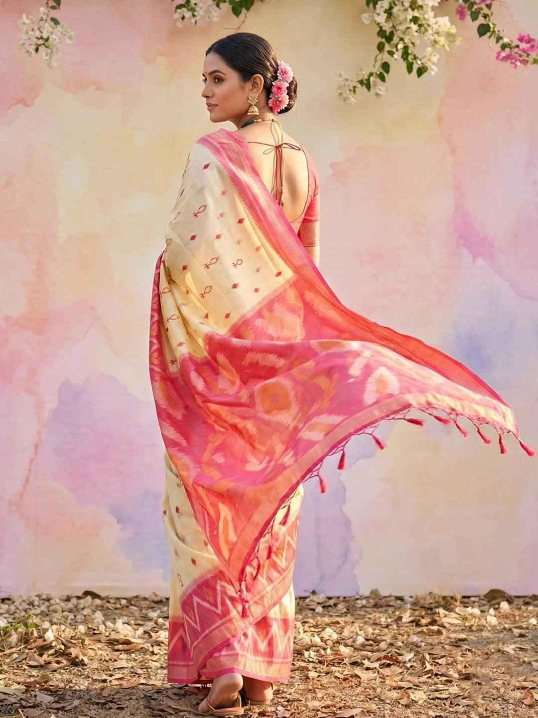Cream Soft Silk Brocade Saree | EZB SI04 SRPOC 5001