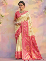 Cream Soft Silk Brocade Saree | EZB SI04 SRPOC 5001