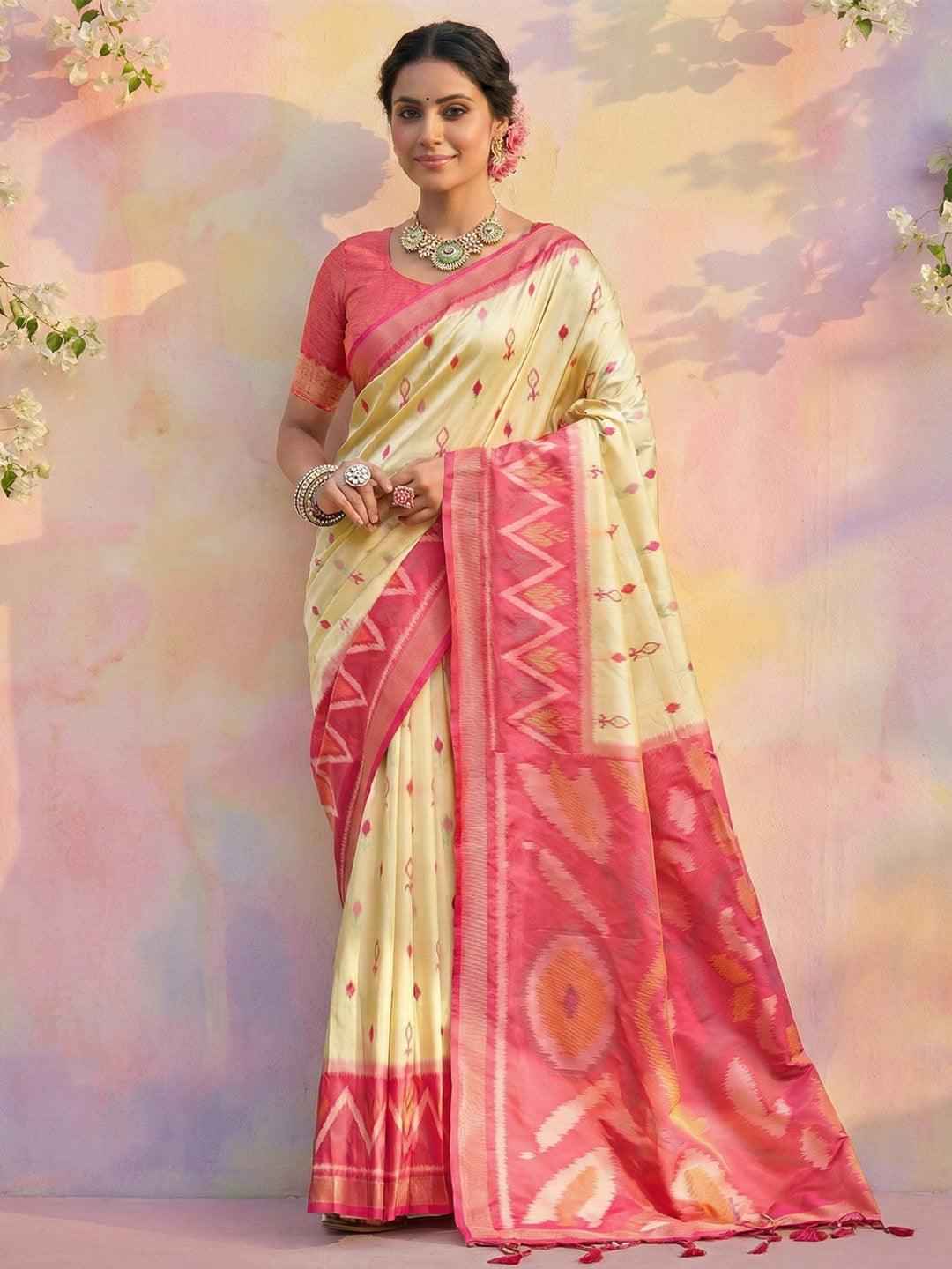 Cream Soft Silk Brocade Saree | EZB SI04 SRPOC 5001