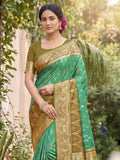 Teal Soft Silk Stripe N Motif Saree | EZB SI04 SRPOC7003
