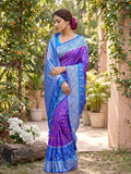 Purple Soft Silk Stripe N Motif Saree | EZB SI04 SRPOC7005