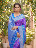 Purple Soft Silk Stripe N Motif Saree | EZB SI04 SRPOC7005