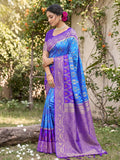 Sky Blue Soft Silk Stripe N Motif Saree | EZB SI04 SRPOC7007