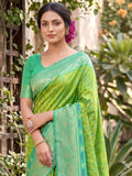 Teal Soft Silk Stripe N Motif Saree | EZB SI04 SRPOC7008