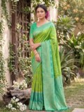 Teal Soft Silk Stripe N Motif Saree | EZB SI04 SRPOC7008