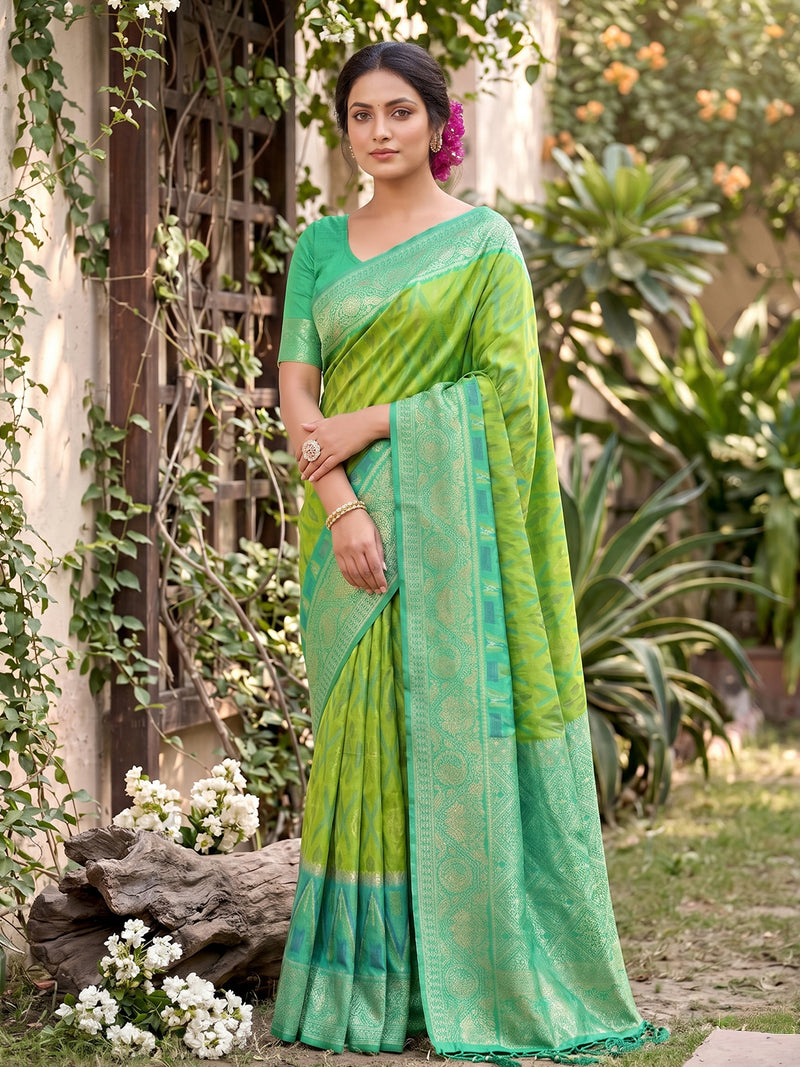 Teal Soft Silk Stripe N Motif Saree | EZB SI04 SRPOC7008