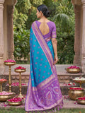 Teal Soft Silk Stripe N Motif Saree | EZB SI04 SRPOC8004