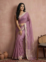 Purple Cotton Brocade Saree | EZB SI04 SRURB 1005
