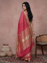 Maroon Cotton Brocade Saree | EZB SI04 SRURB1016