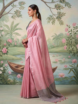 Light Pink Tissue Silk Brocade Saree | EZB SI04 SRVRI1001