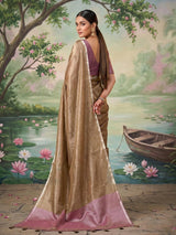 Brown Tissue Silk Brocade Saree | EZB SI04 SRVRI1002