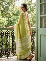 Green Silk Blend Handloom Saree | EZB SI04 SURJS1006