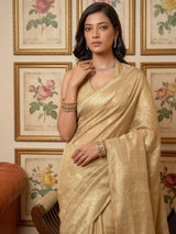 Cream Tissue Silk Brocade Saree | EZB SI04 SUAAR1002