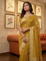 Mustard Tissue Silk Brocade Saree | EZB SI04 SUAAR1004