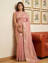 Pink Tissue Silk Brocade Saree | EZB SI04 SUAAR1005