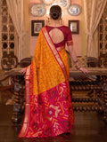 Mustard & Maroon Soft Silk Ikat Saree | EZB SI04 SUADI1003