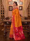 Mustard & Maroon Soft Silk Ikat Saree | EZB SI04 SUADI1003
