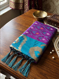 Purple & Teal Soft Silk Ikat Saree | EZB SI04 SUADI1004