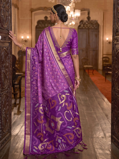 Lavender & Purple Soft Silk Ikat Saree | EZB SI04 SUADI1006
