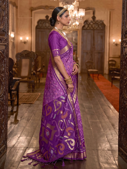 Lavender & Purple Soft Silk Ikat Saree | EZB SI04 SUADI1006