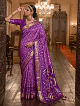 Lavender & Purple Soft Silk Ikat Saree | EZB SI04 SUADI1006