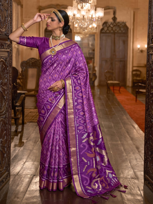 Lavender & Purple Soft Silk Ikat Saree | EZB SI04 SUADI1006