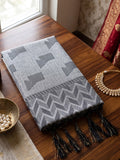 Grey Linen Chevron Pallu Saree | EZB SI04 SUARZ1001