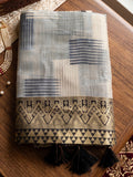 Grey & Black Linen Cotton Banarasi Saree | EZB SI04 SUASO1004