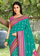 Sea Green Paithani Soft Silk Brocade Saree | EZB SI04 SUDIV1004