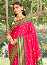 Pink Soft Paithani Soft Silk Brocade Saree | EZB SI04 SUDIV1005