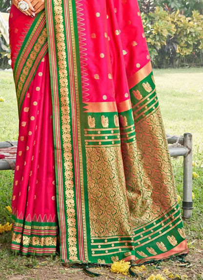 Pink Soft Paithani Soft Silk Brocade Saree | EZB SI04 SUDIV1005