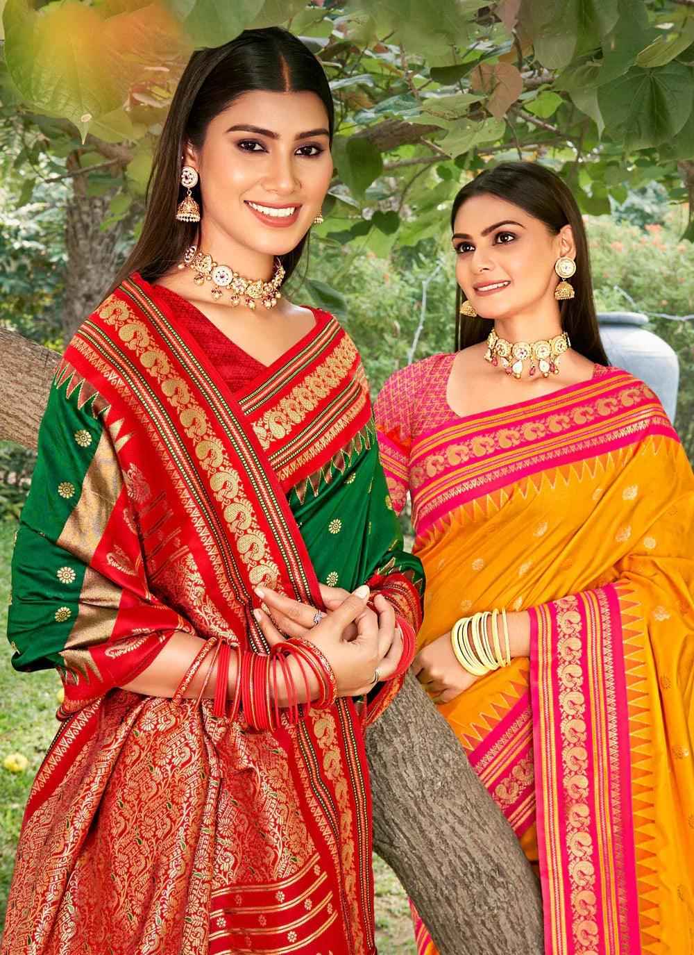Green Paithani Soft Silk Brocade Saree | EZB SI04 SUDIV1006
