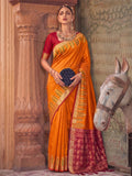 Yellow & Red Soft Silk Ikat Saree | EZB SI04 SUDOL1003