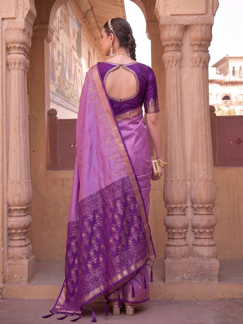 Violet & Wine Soft Silk Ikat Saree | EZB SI04 SUDOL1005