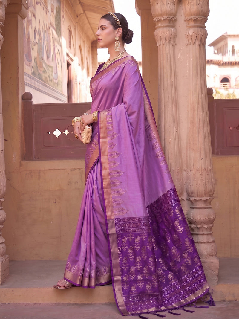 Violet & Wine Soft Silk Ikat Saree | EZB SI04 SUDOL1005