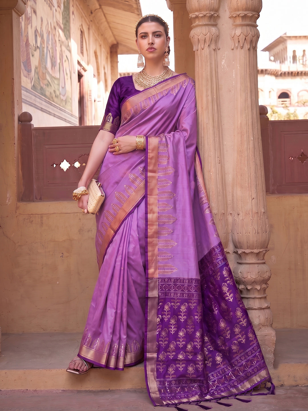 Violet & Wine Soft Silk Ikat Saree | EZB SI04 SUDOL1005