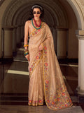 Beige Tissue Silk Embroidery Saree | EZB SI04 SUFAN1001