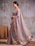 Purple Linen Cotton Banarasi Saree | EZB SI04 SUFLE1001