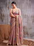 Pink Linen Cotton Banarasi Saree | EZB SI04 SUFLE1003